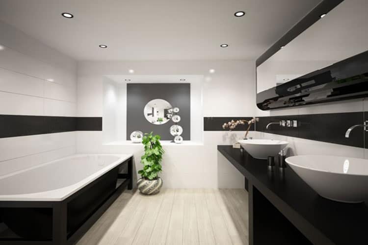 Черно белая ванная комната — 75 фото стильных цветовых сочетаний