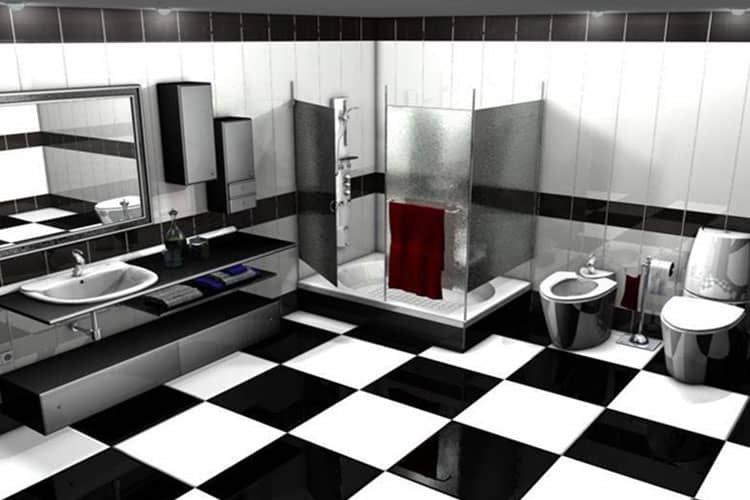 Черно-белый дизайн ванной комнаты (фото)